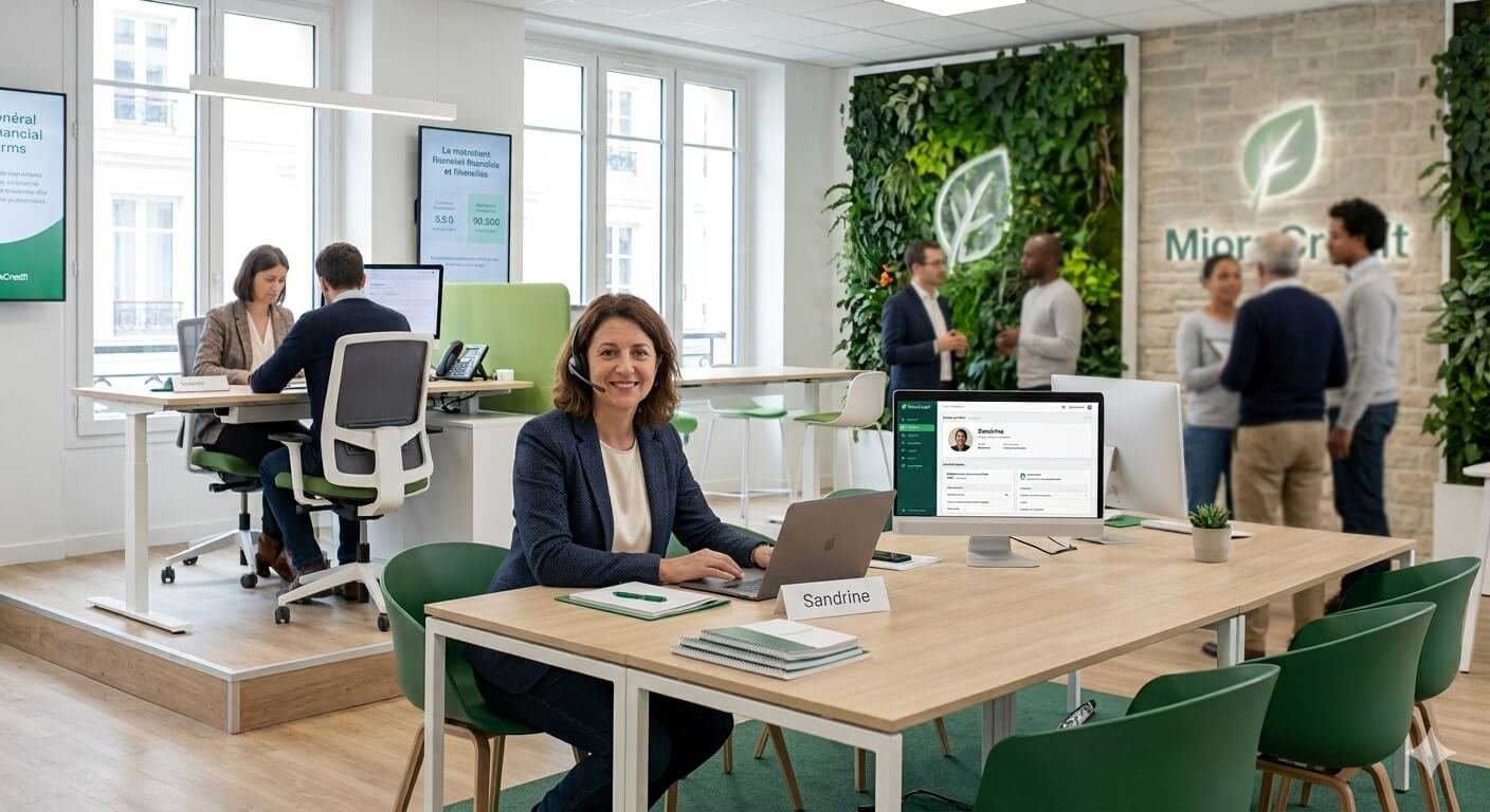 Conseillère clientèle MIORA CREDIT au téléphone